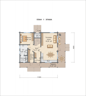 Базовые планировки Дом из клееного бруса Даллас 1