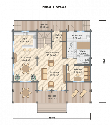 Базовые планировки Дом из клееного бруса Голубой Залив 1
