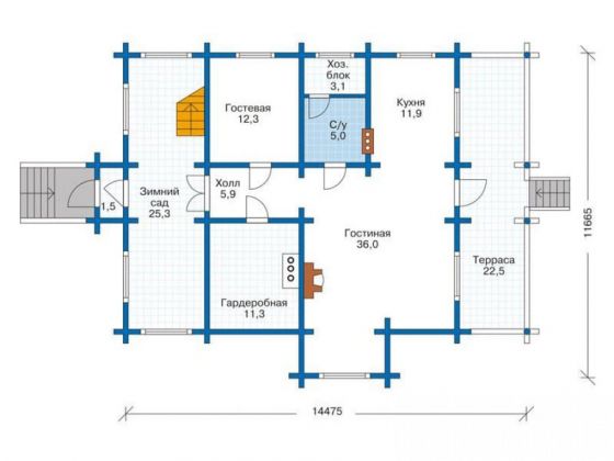 Базовые планировки Дом из клееного бруса Портленд 1