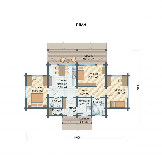 Базовые планировки Дом из клееного бруса Анси (mini) 1