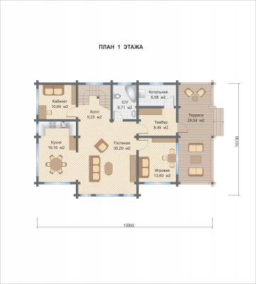 Базовые планировки Дом из клееного бруса Детройт 1