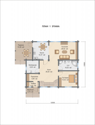 Базовые планировки Дом из клееного бруса Сакраменто 1