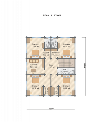 Базовые планировки Дом из клееного бруса Милан 2