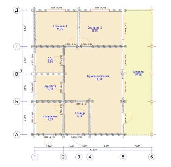 Базовые планировки Дом из клееного бруса Берген 1