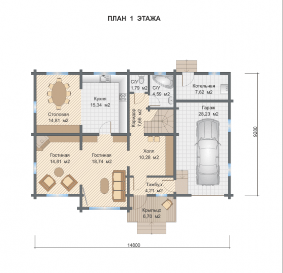 Базовые планировки Дом из клееного бруса Грац 1