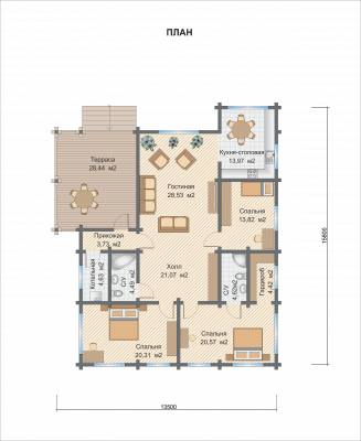 Базовые планировки Дом из клееного бруса Лион 1